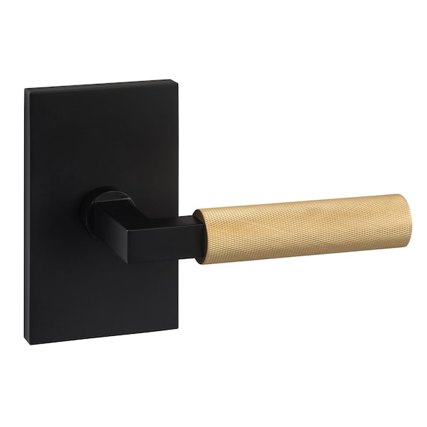 Sure-Loc Hardware Sure-Loc Hardware Levanto Dummy Rosette, Flat Black, Knurled Grip in Satin Brass LV100 FBL GRIP-KN SB - main